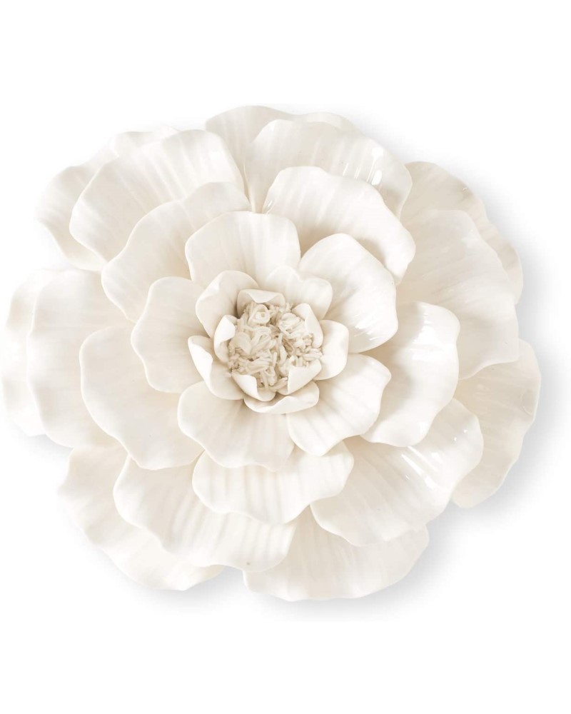 Glossy Ceramic White Flower 8.25"