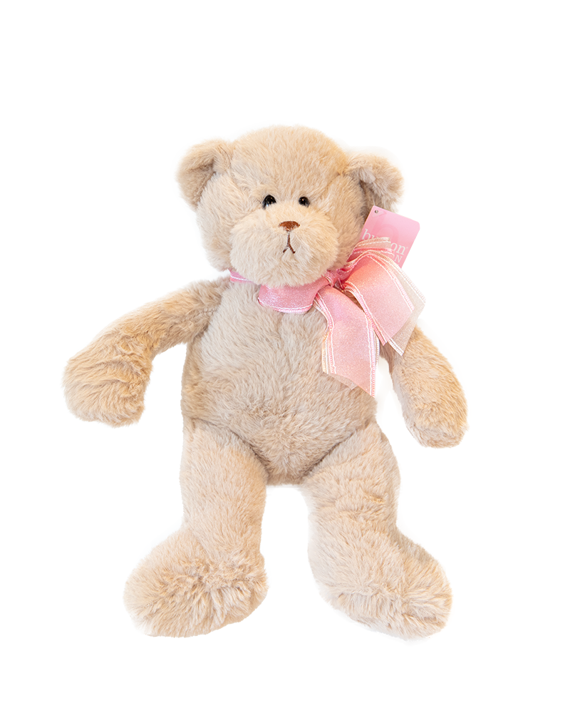 Plush Soft Beige Bear with Ribbon