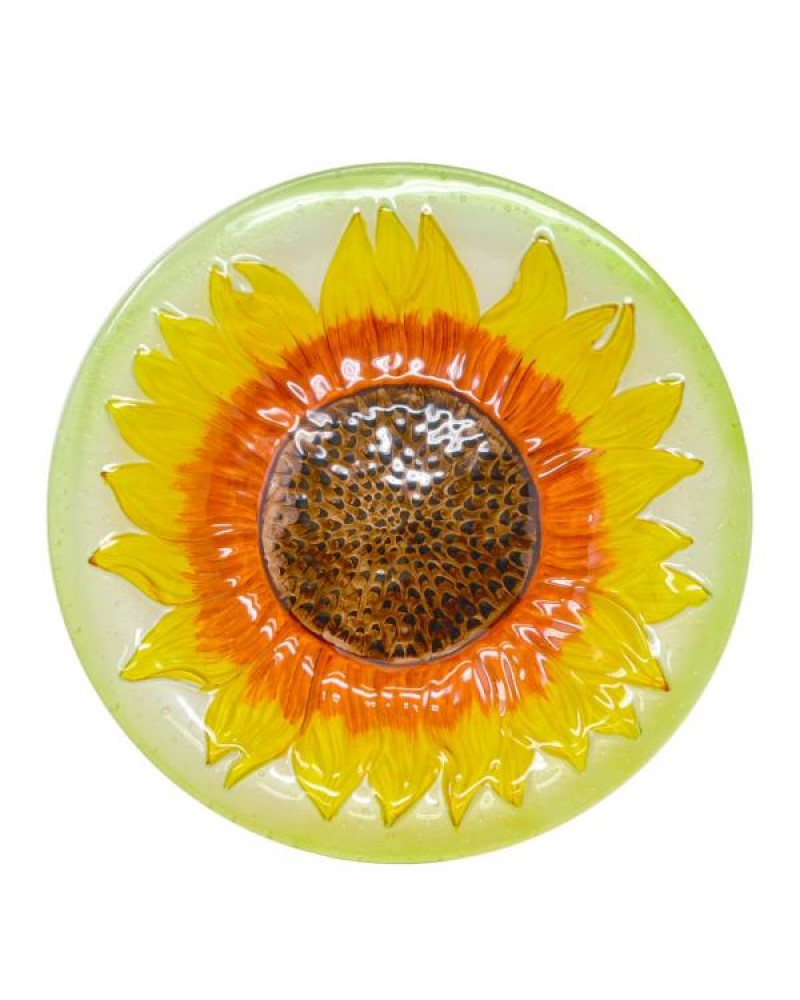 Bird Bath Glass Sunflower 18"