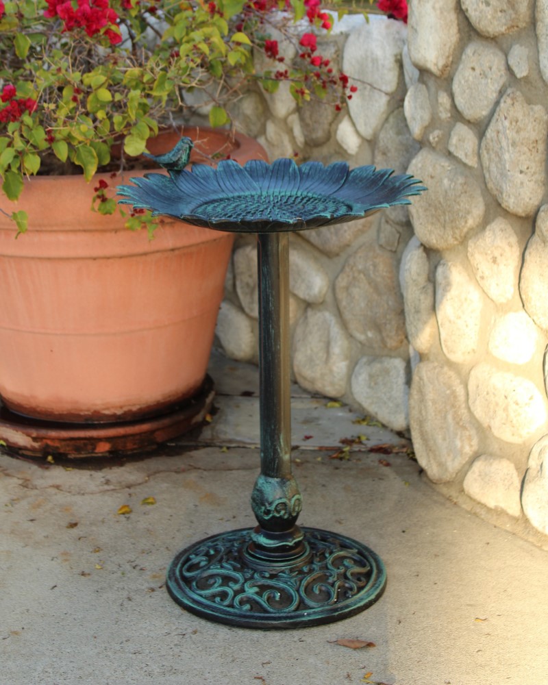 Departments Sunflower Bird Bath Verdigris