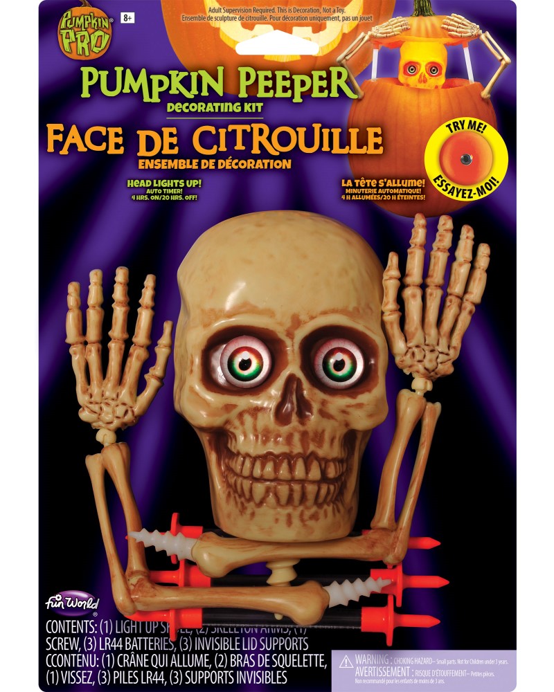 Skeleton Pumpkin Peeper Lite Up