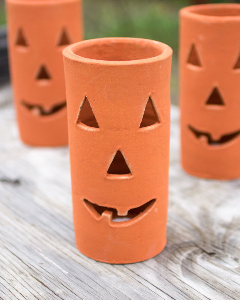 Tall Terracotta Jack-O-Lantern