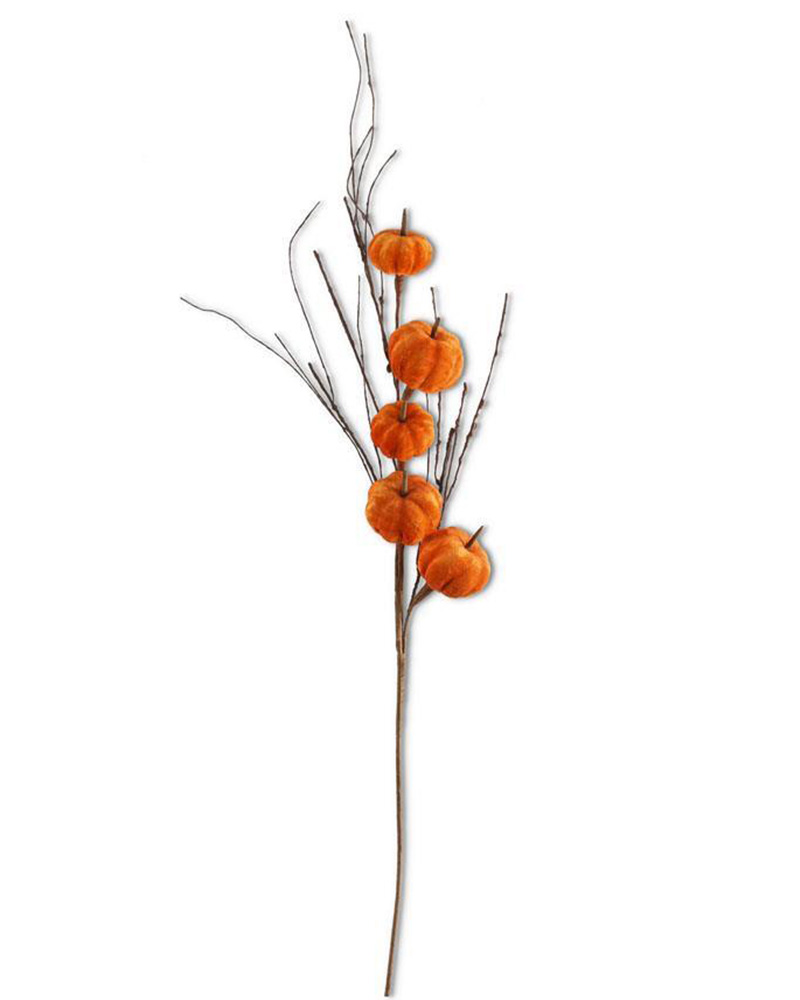 Orange Velvet Pumpkin Stem 38"
