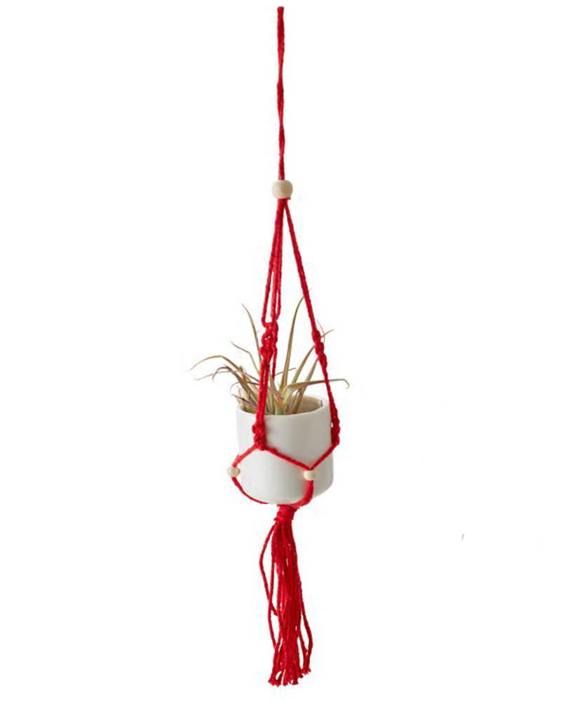 Macrame Tillandsia Ornament Red