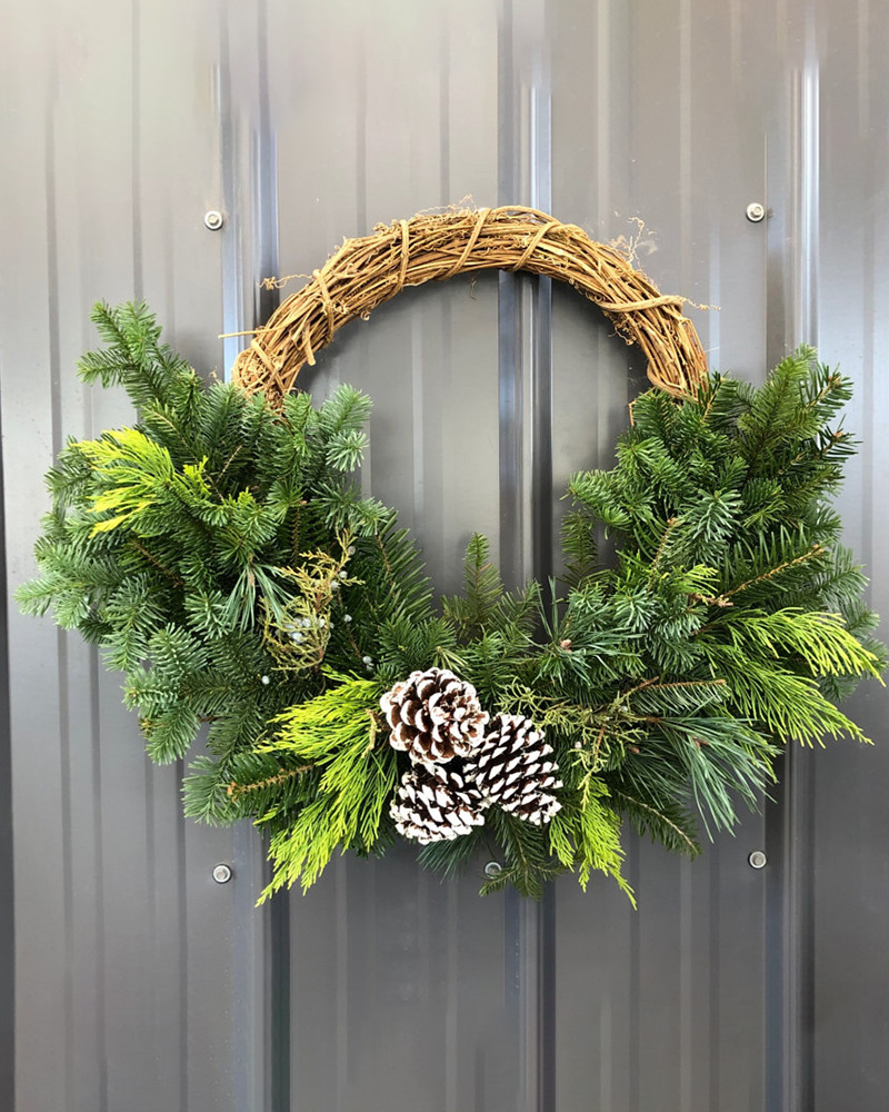 Wreath Mixed Green Wicker 16"