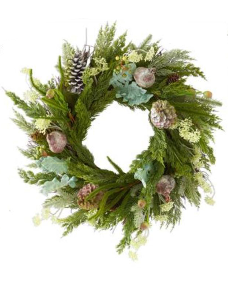 Everlasting Pine Lambsear Wreath 28"