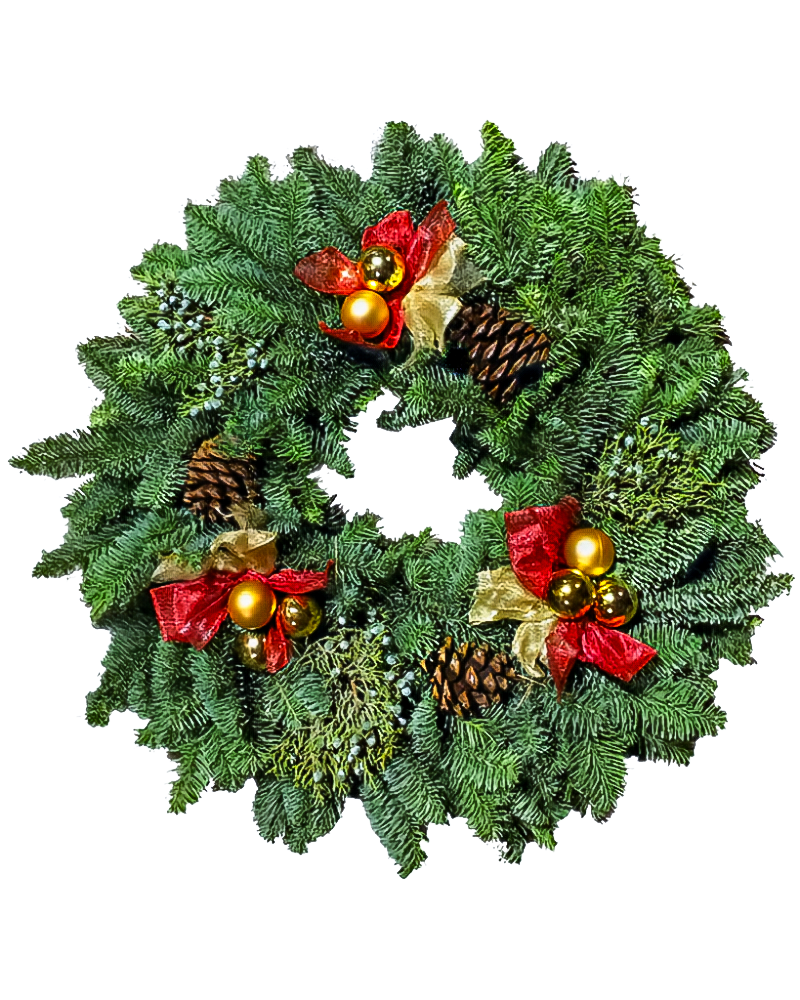 Wreath Yuletide Red Gold 14"