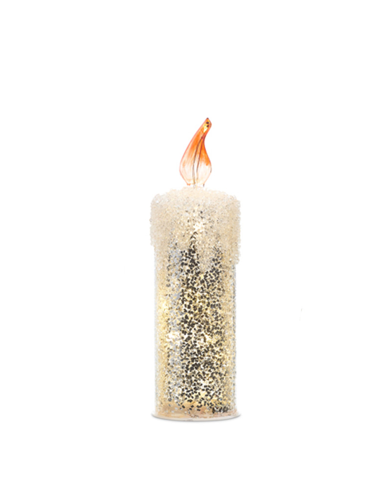LED Silver Glitter Candle Medium