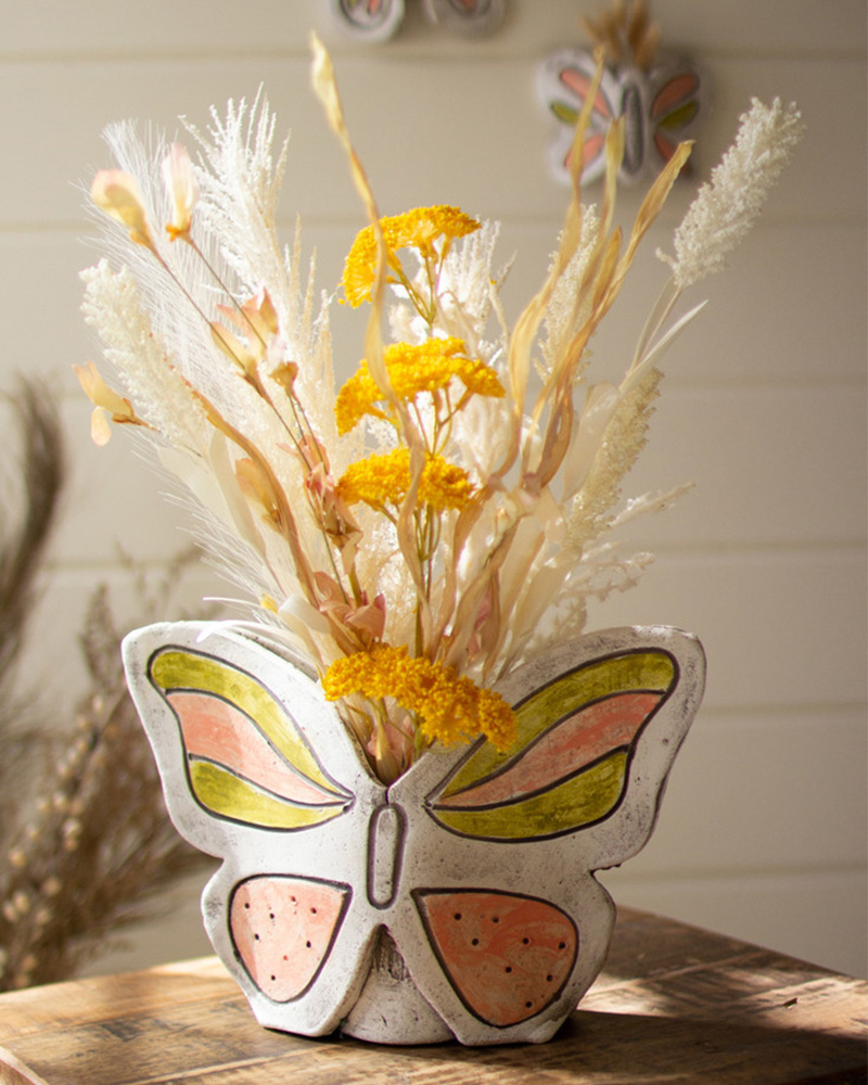 Clay Butterfly Vase
