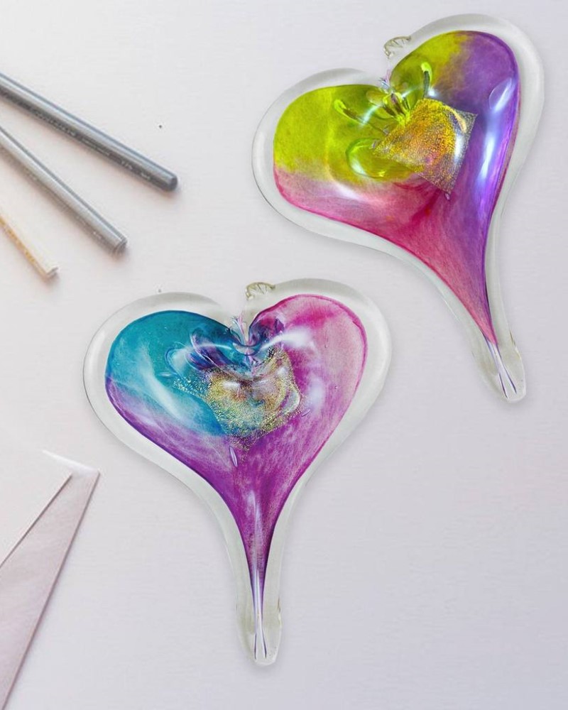 Medium Handblown Glass Heart Assorted Colors