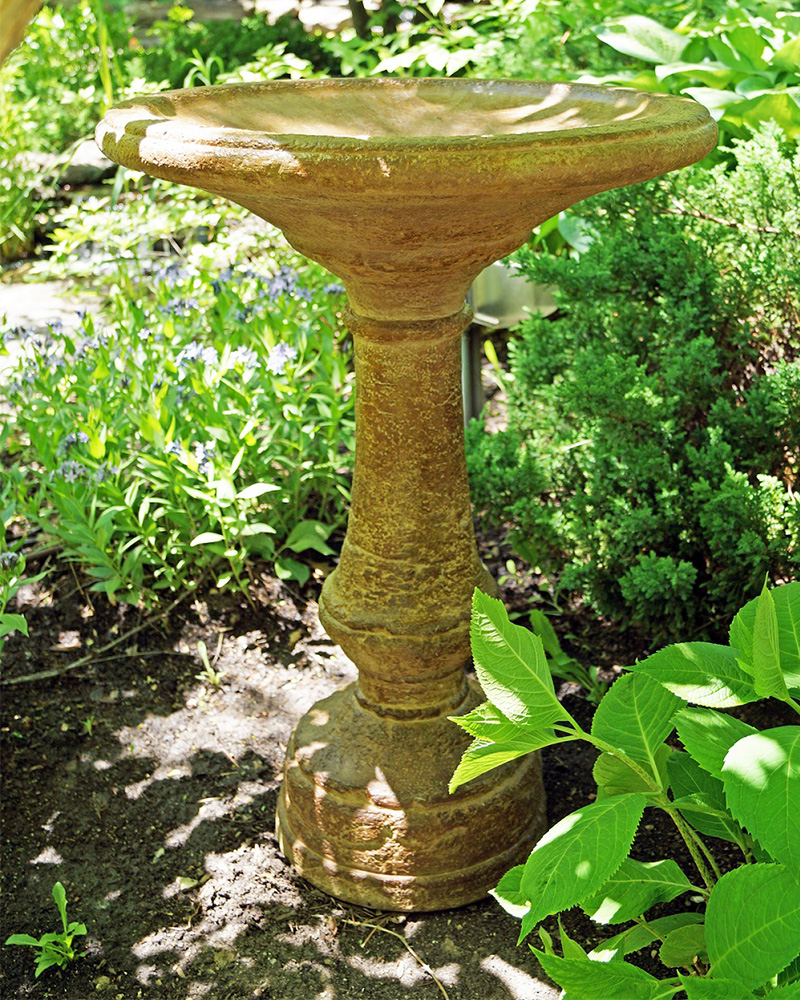 Bird Bath Wide Weathered