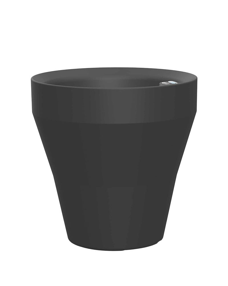 Crescent Self-Watering Rim Pot Black 18"