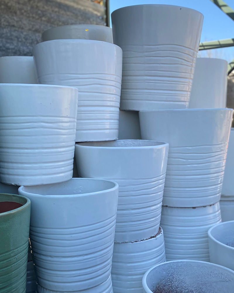 Cylinder Pot Lined White 12"