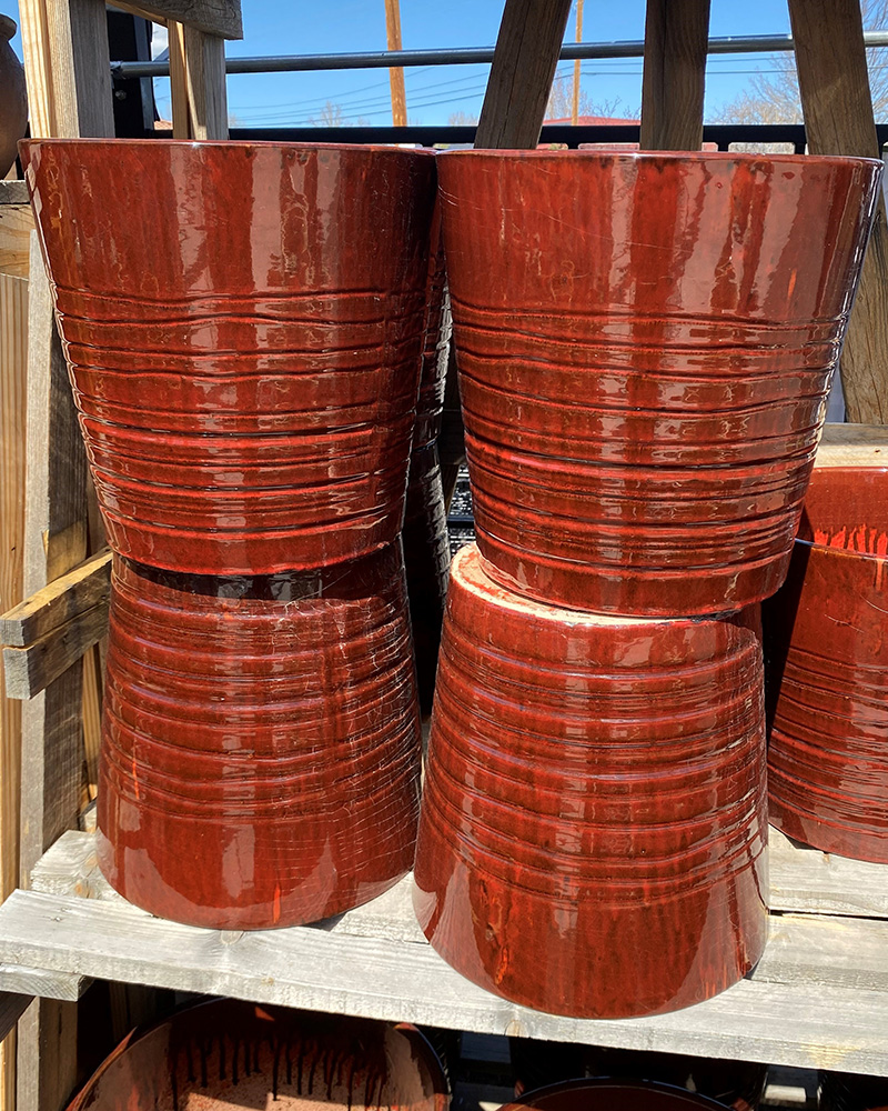 Cylinder Lined Pot Tropical Red 14"