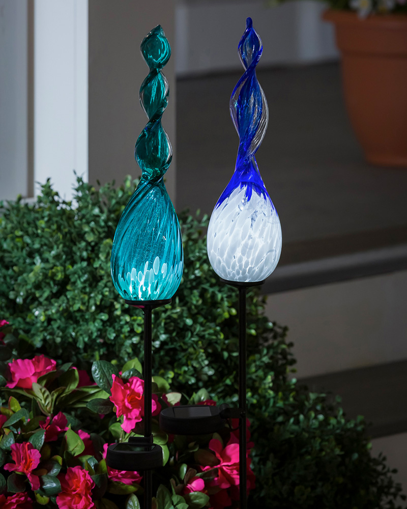 Solar Art Twisted Glass Garden Stake 29\"