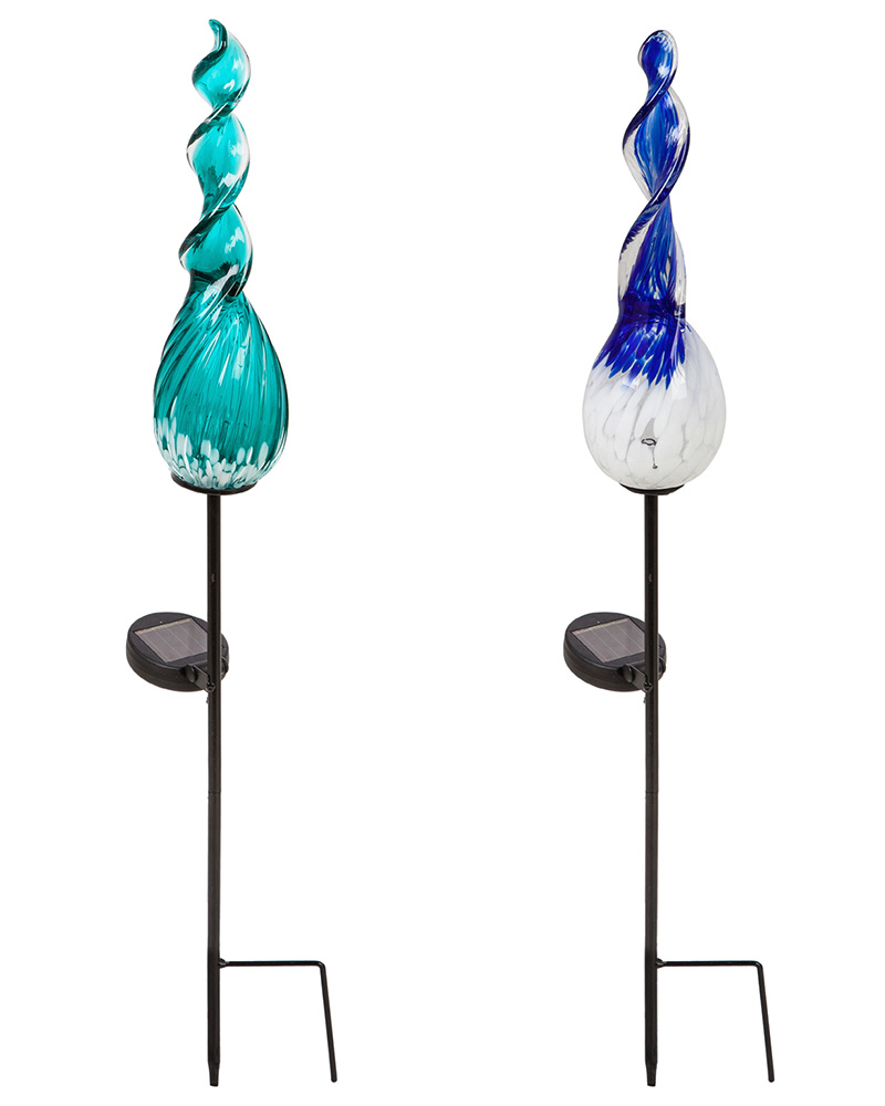 Solar Art Twisted Glass Garden Stake 29"