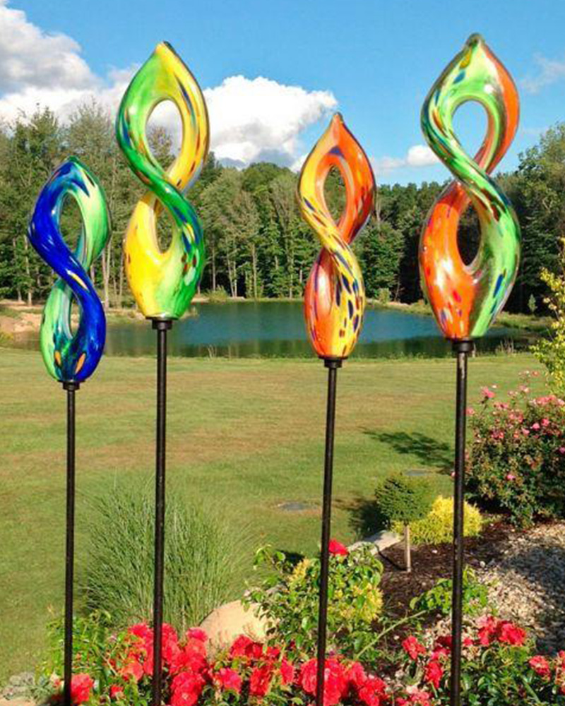 Spiral Art Glass Stake 39"