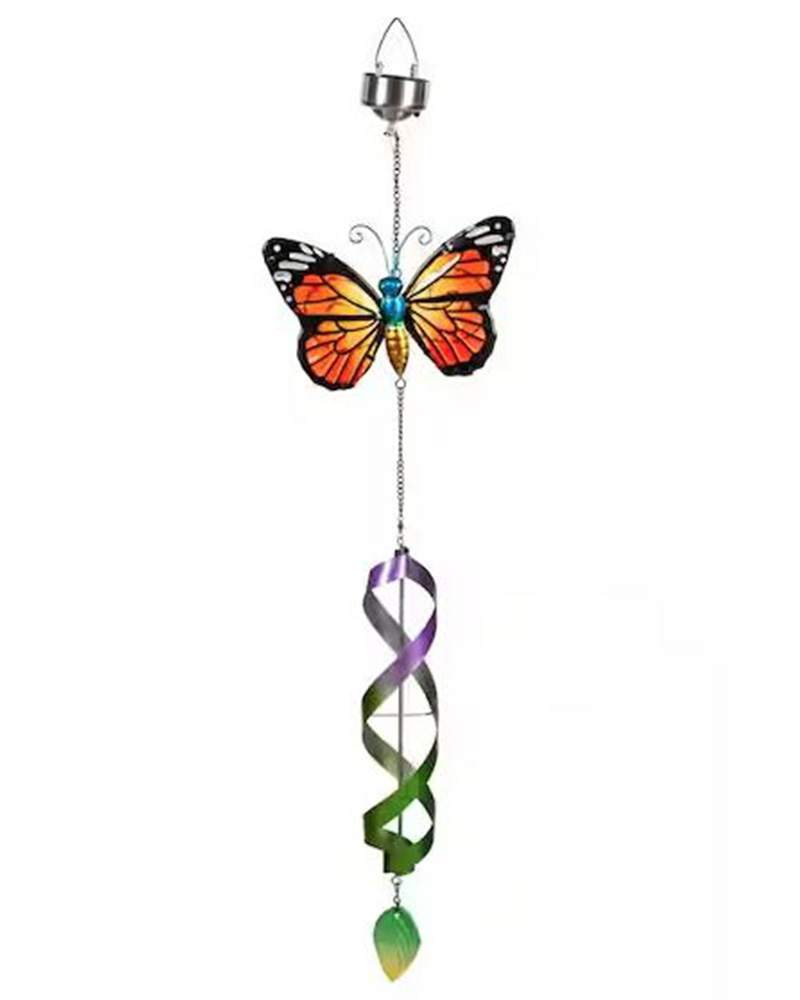 Glass Spinning Butterfly Orange