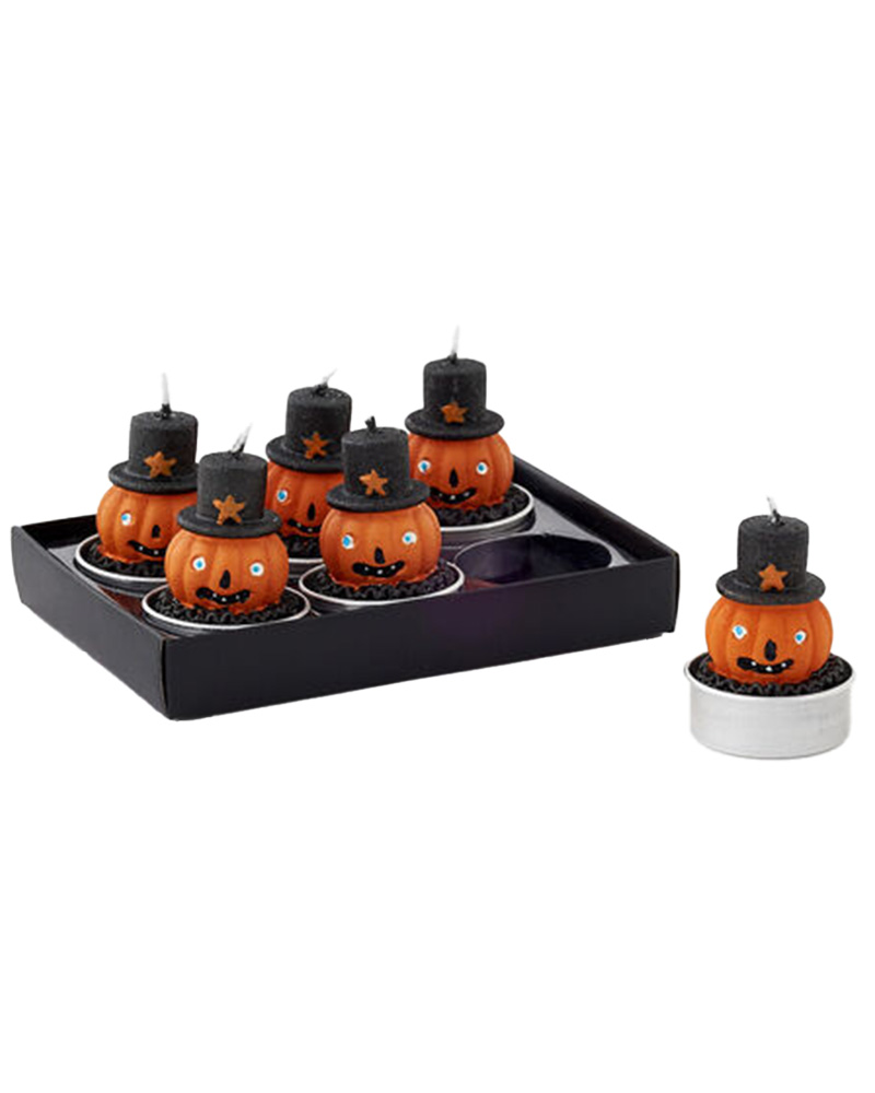 T-light Pumpkin with Hat, set of 6