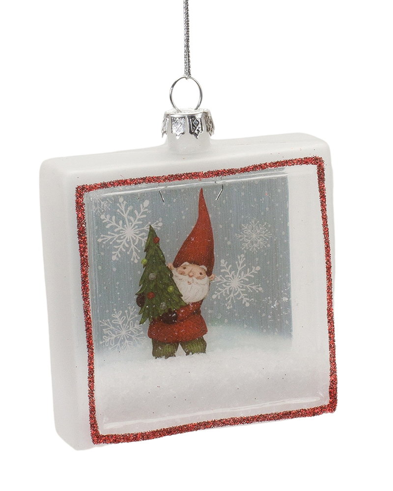 Square Gnome Ornament 4"