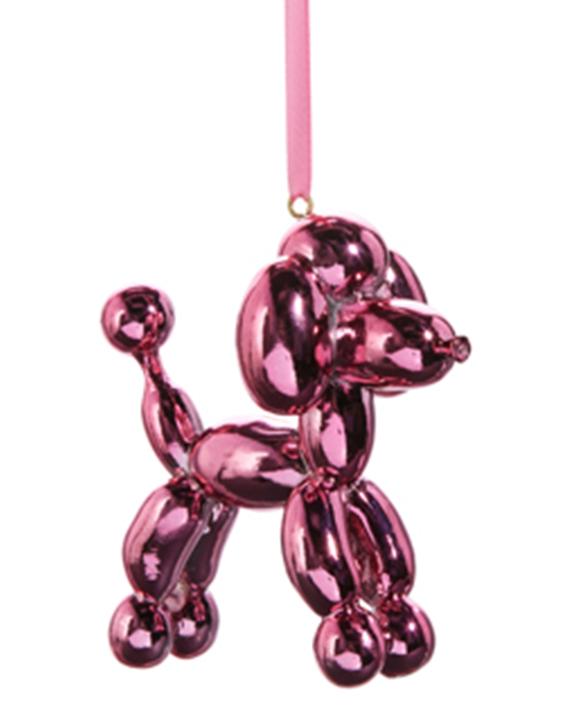 Metallic Pink Dog Balloon Ornament 3.5"