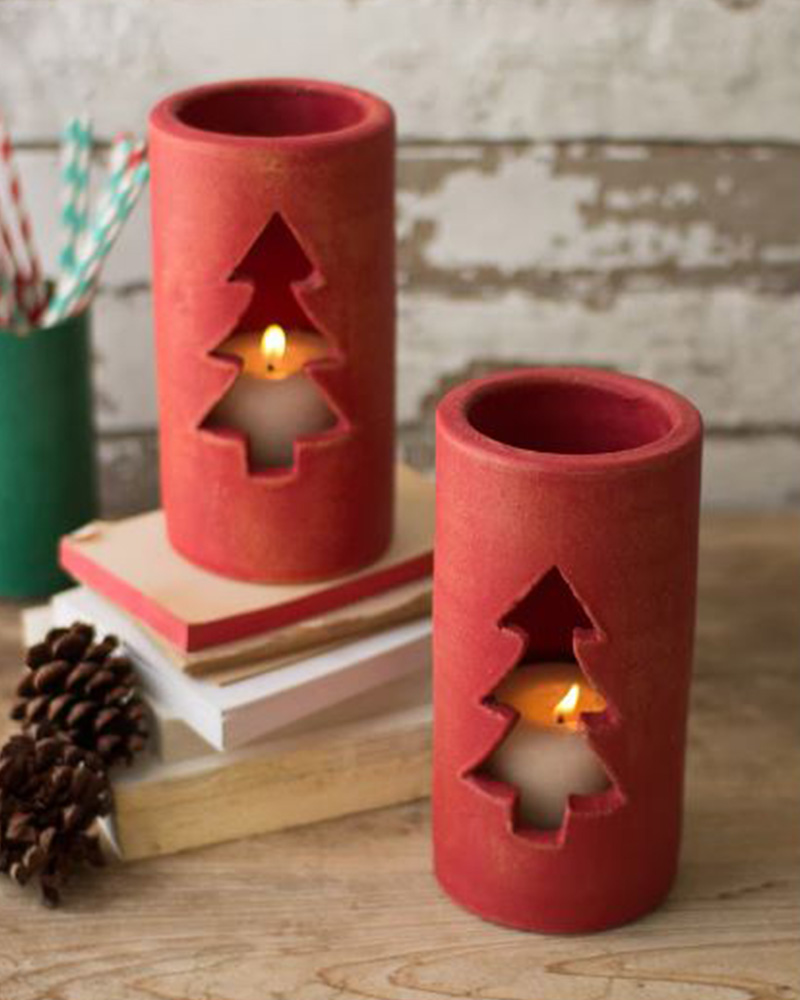 Red Clay Christmas Tree Luminary