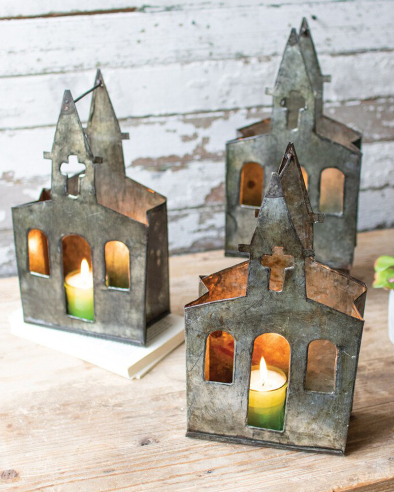 Recycled Metal Church Luminary