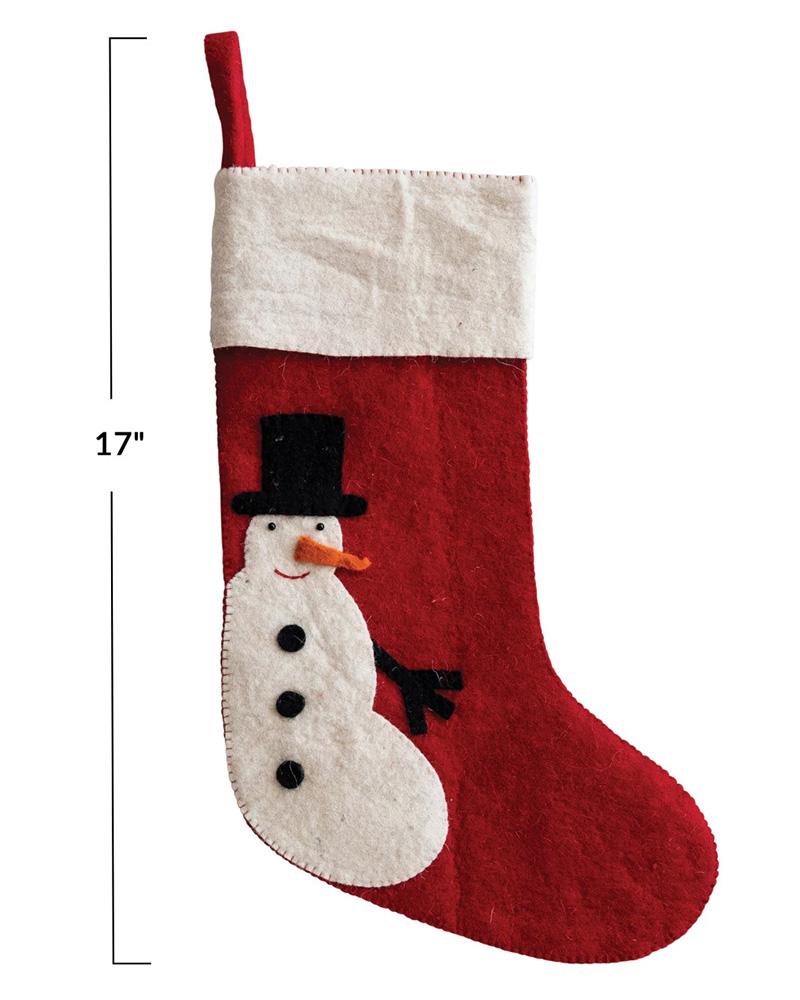 Handmade Felt Stocking with Snowman 17"