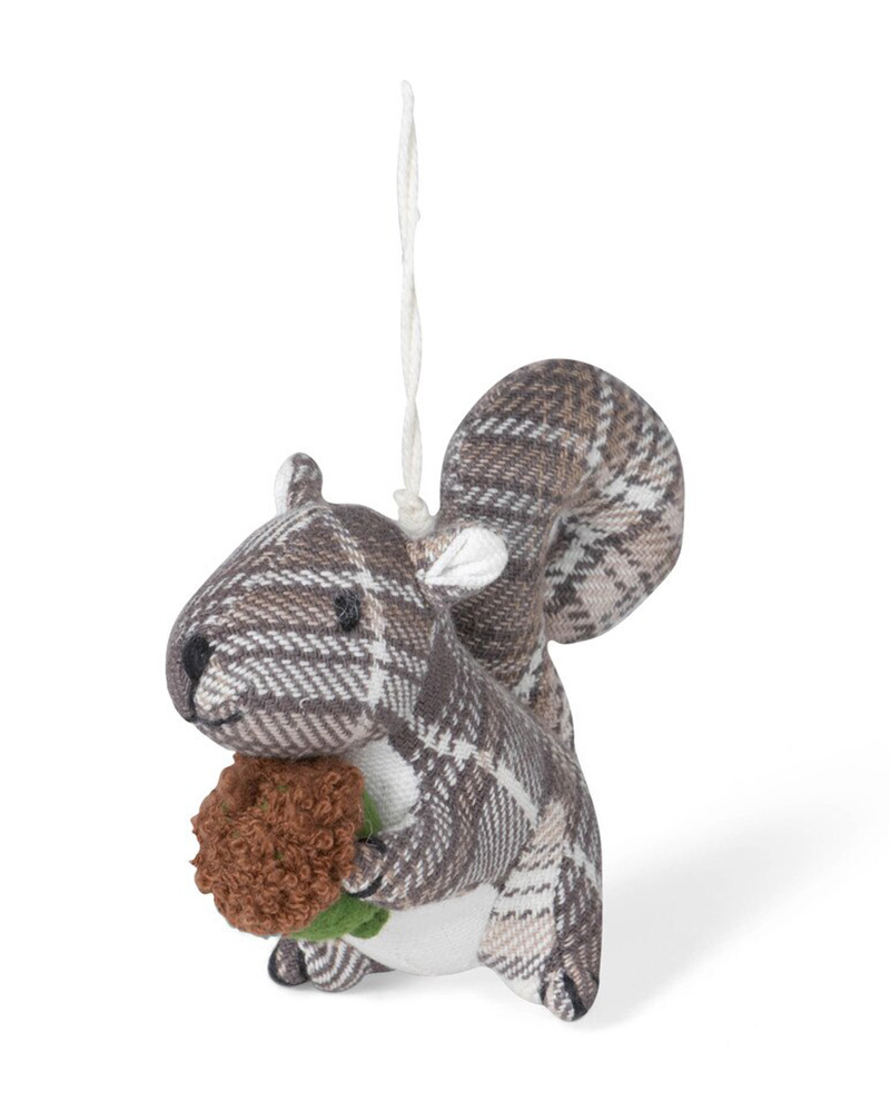 Cotton Plaid Squirrel Ornament