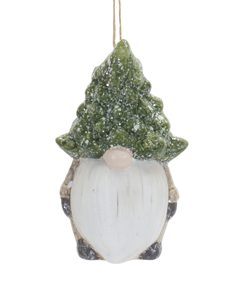 Gnome with Tree Hat Ornament 3.25"