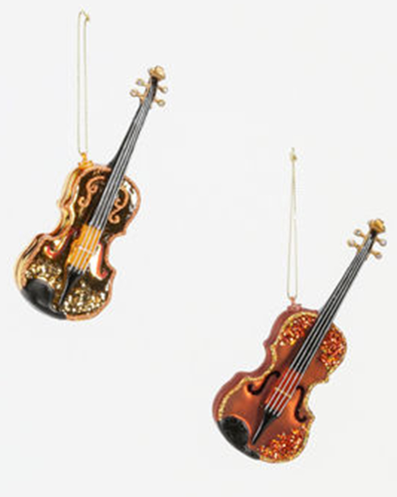 Glass Violin Ornament 5.5"