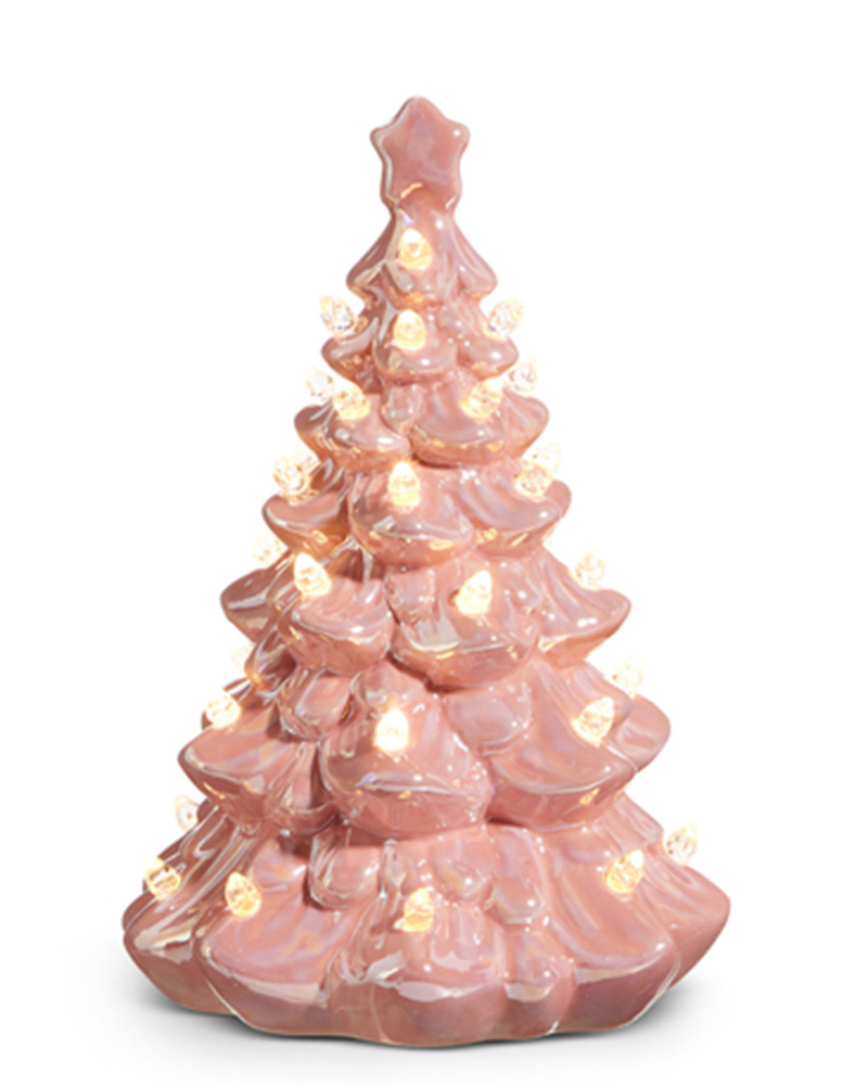 Vintage Tree Lighted Pink 8"