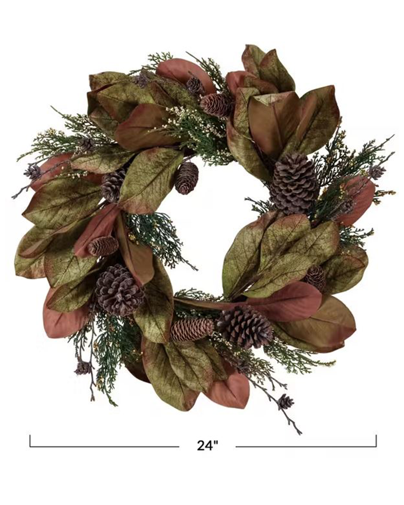 Wreath Magnolia & Juniper 24"