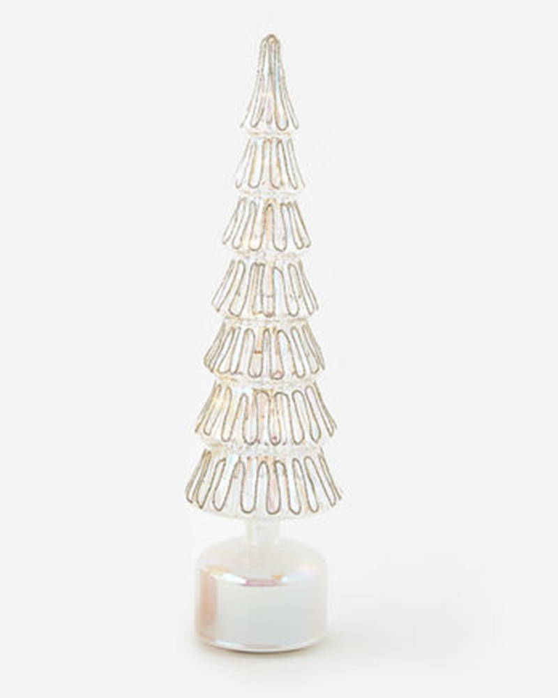 Revolving Lighted Glass Tree Silver 16.5"