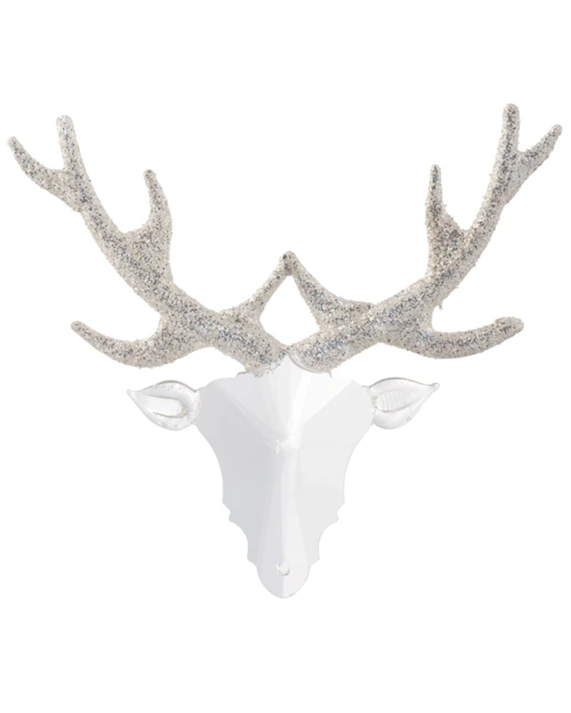 Deer Head with Silver Antlers Ornament 4"