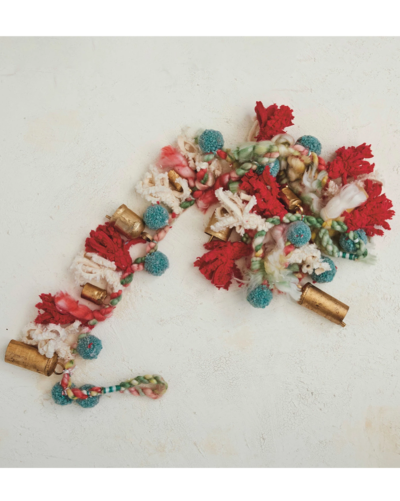 Garland Bells & Hand-Made Pom Poms 72\"