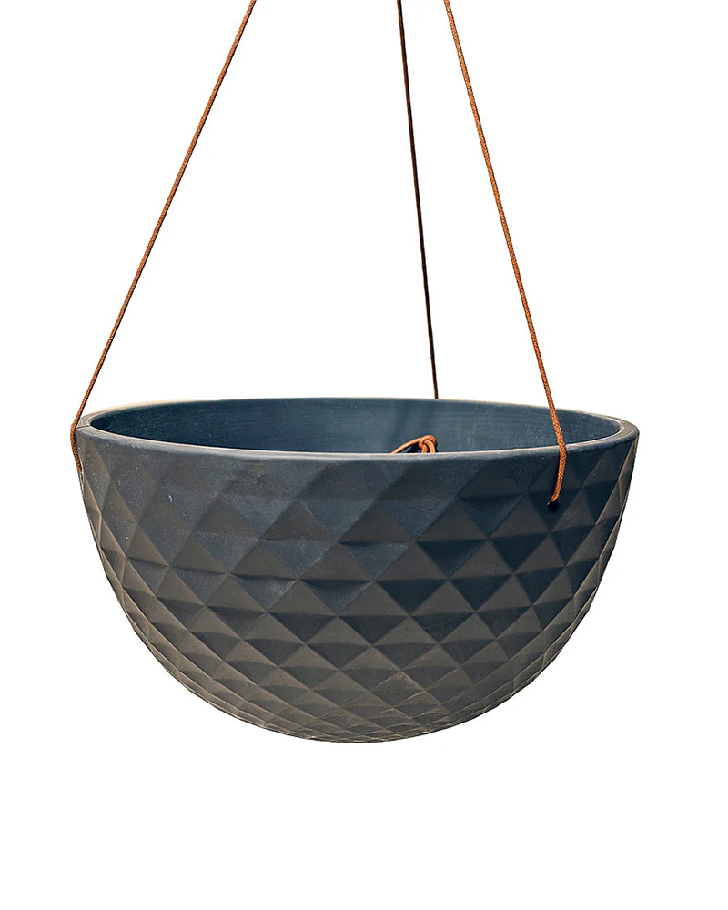 Mofo Porcelain Modern Hanging Planter Black 12"