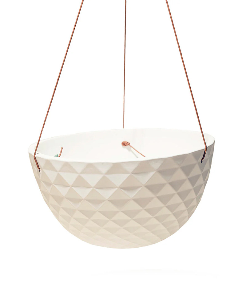 Mofo Porcelain Modern Hanging Planter White 12"