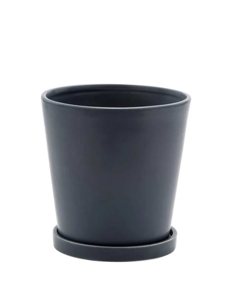 Dark Blue Planter with Saucer 6"