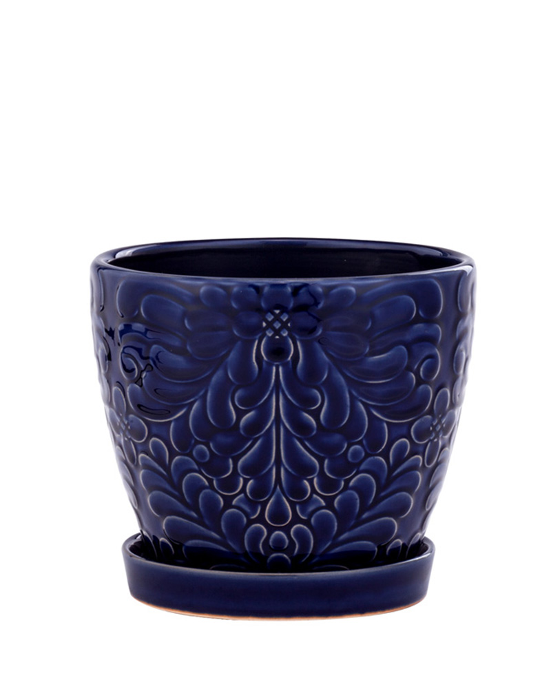 Cobalt Planter with Saucer 5.25"