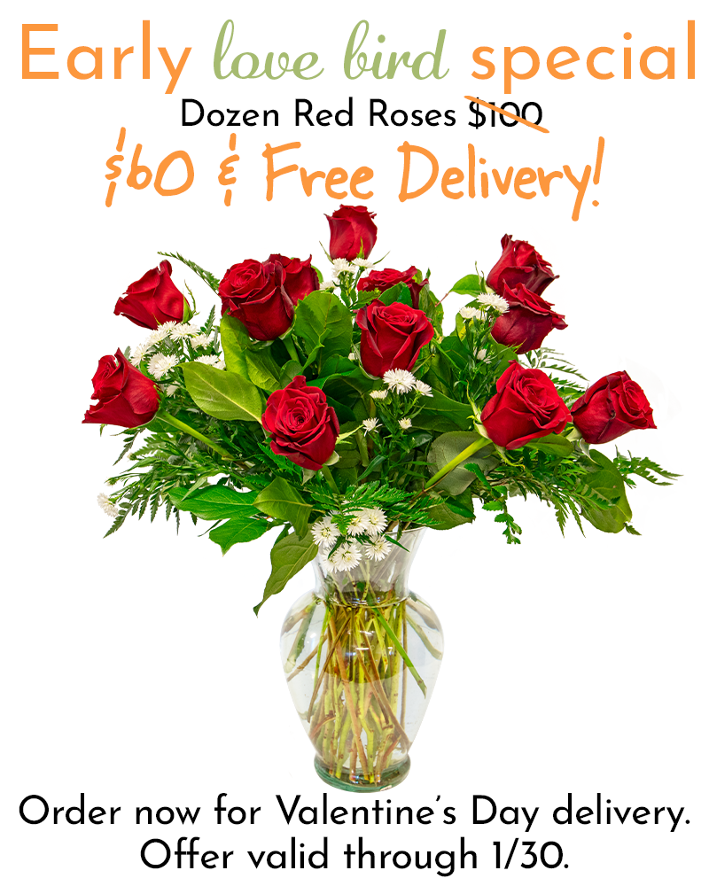 Dozen Red Roses Floral Arrangement from $100-$150