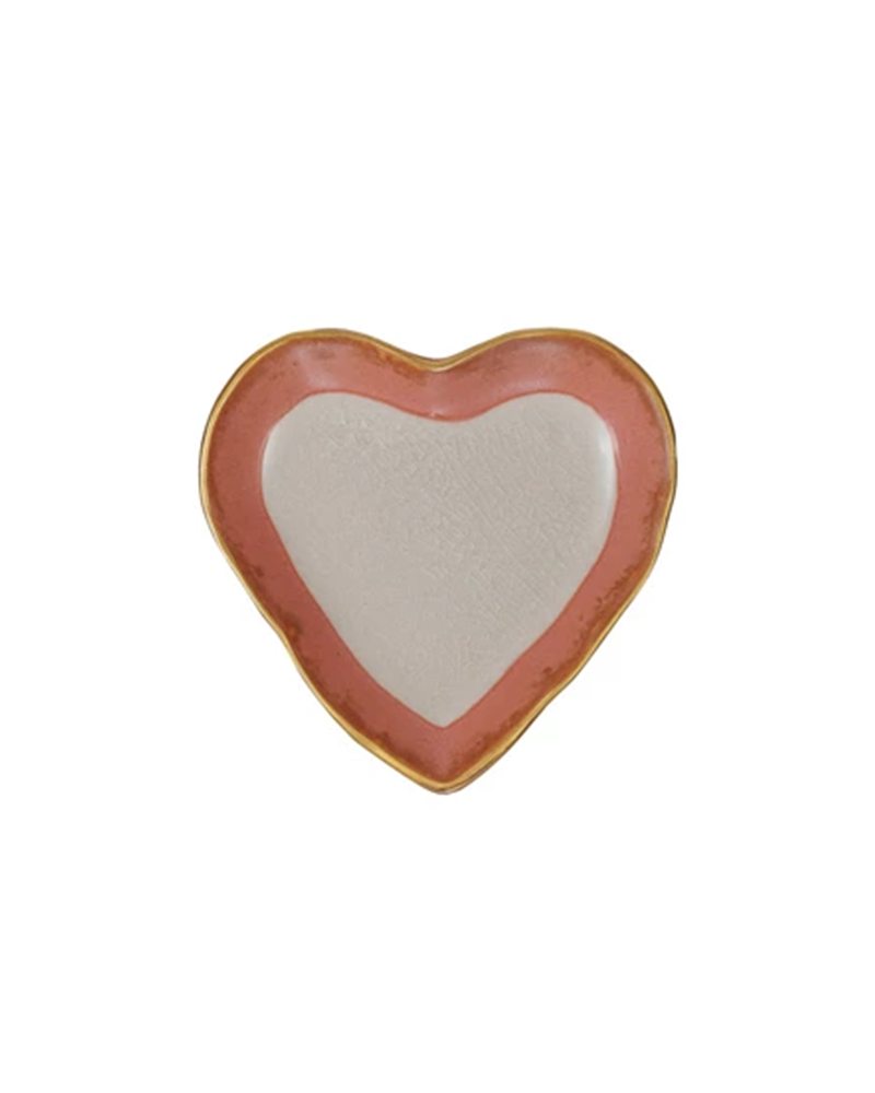 Stoneware Heart Dish with Gold Edge 4"