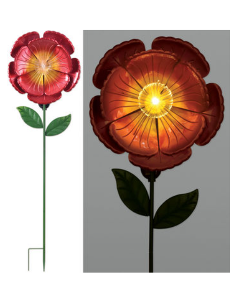 Solar Flower Stake Red 57"