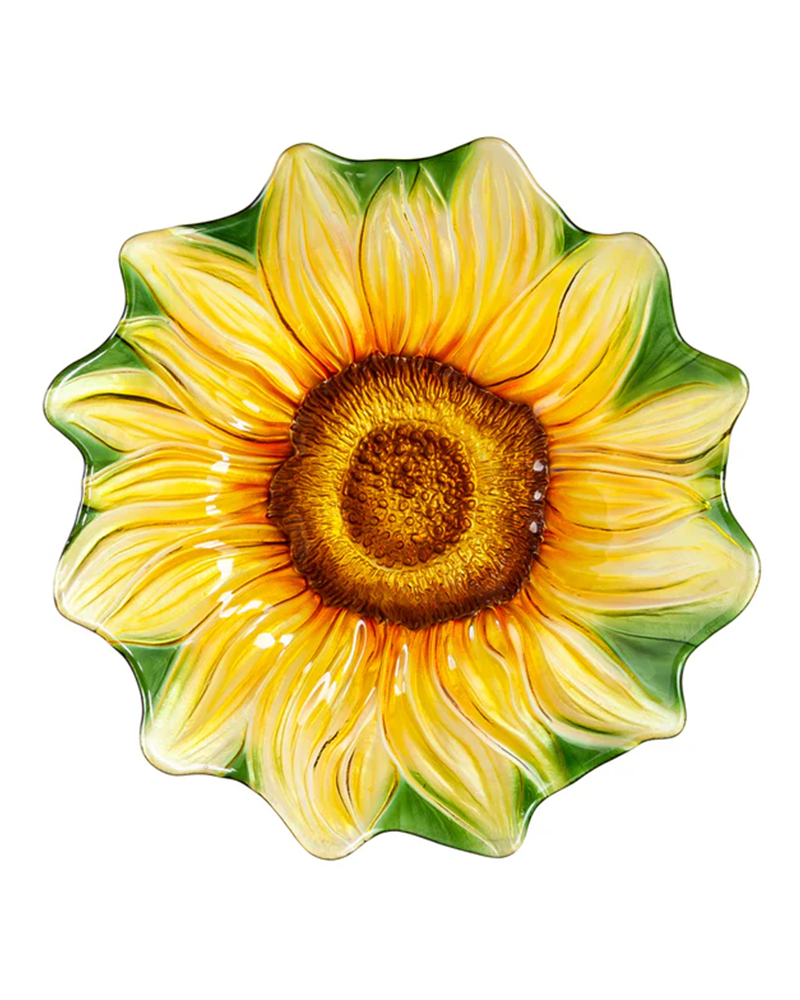 Bird Bath Glass Sunflower 18"