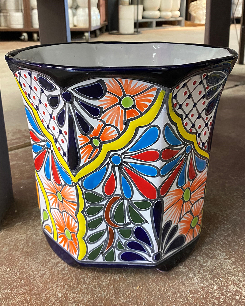 Talavera Planter Blue Octagon 10"