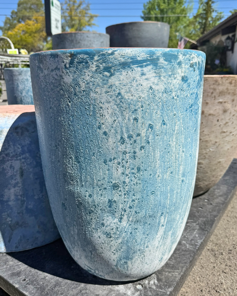 Tall Milano Cone Pot Blue 13"
