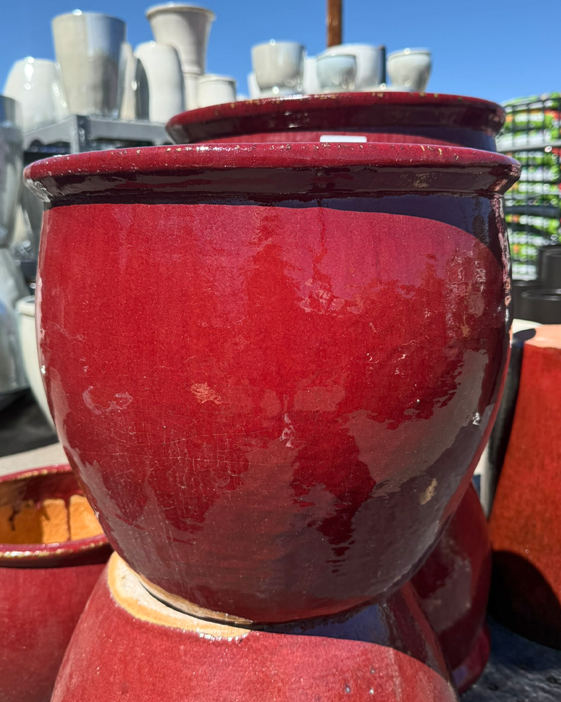 Fish Bowl Pot Ox Red 15.5"