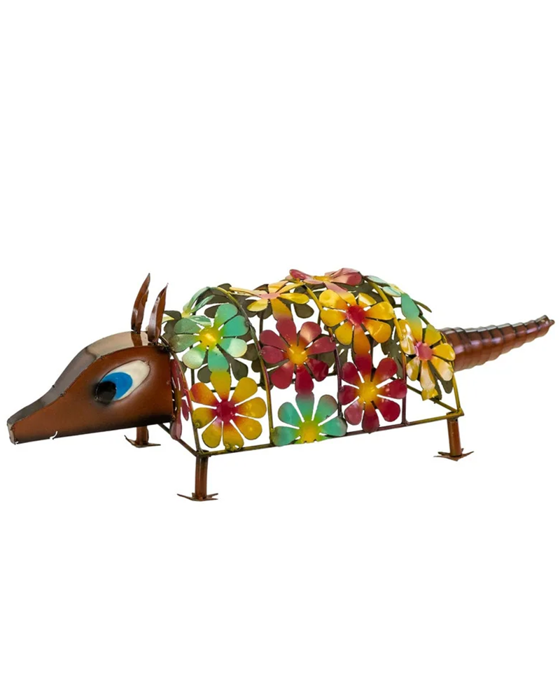 Armadillo with Flowers Metal 28"L