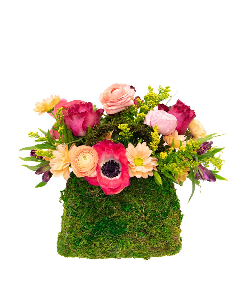 Moss & Bloom Garden Purse Arrangement from $85-$100