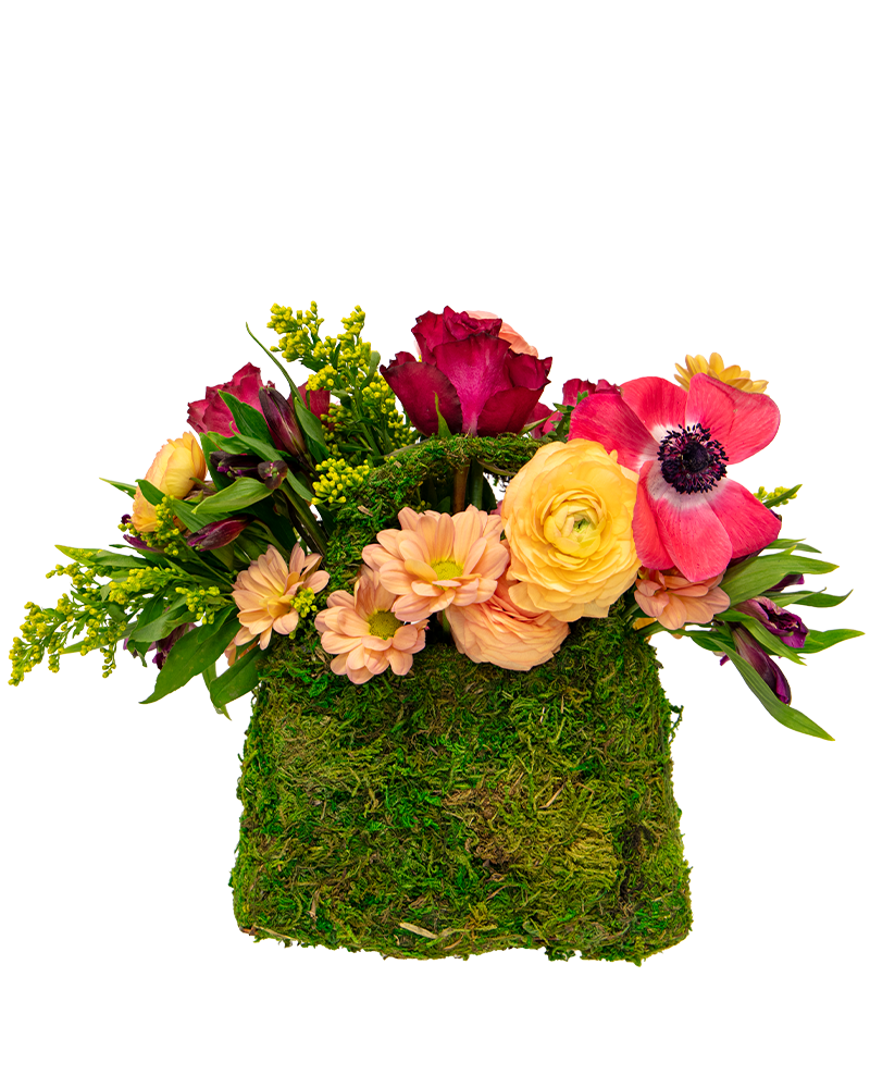 Moss & Bloom Garden Purse Arrangement from $85-$100